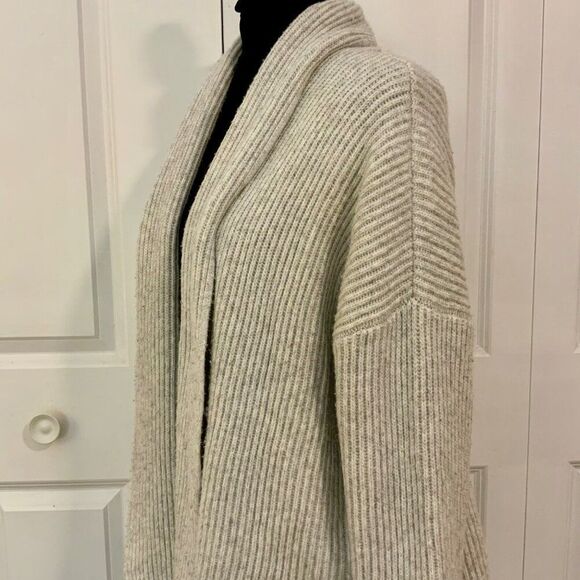 Joie Light Grey Long Sleeve Shawl Collar Open Cardigan Sweater Medium - Picture 4 of 10